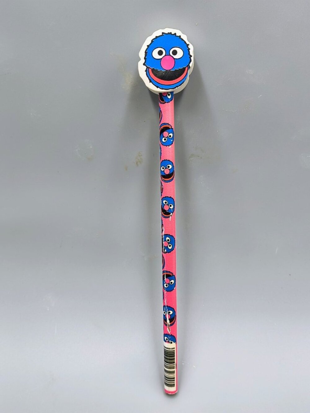 Vintage Sesame Street Grover Pink and Blue Pencil with Eraser Applause 1997